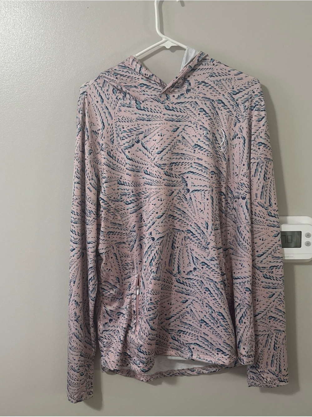 Women's Light Pink Patterned Pullover Hoodie